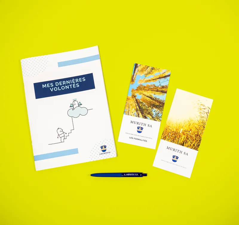 Murith SA brochures and leaflets with pen