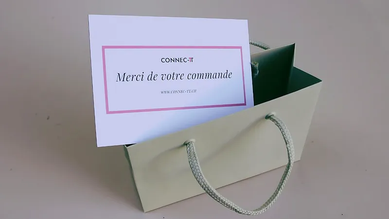 “Thank you for your order” card in a gift bag