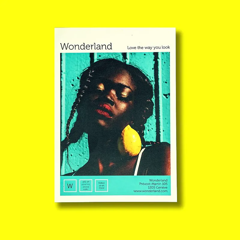 Bright A5 flyer on a yellow background