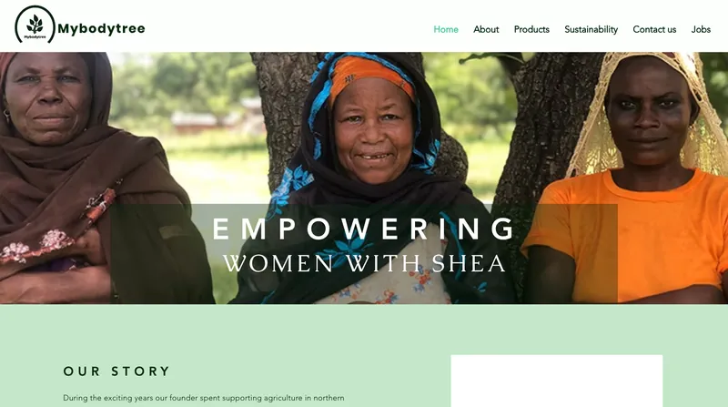 mybodytree.com website, shea butter from Ghana